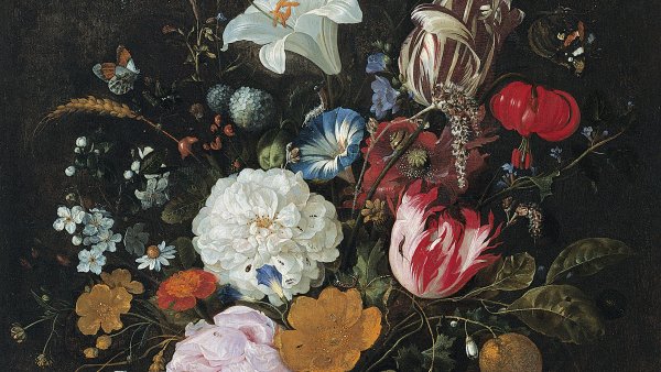 Florero con vaso de cristal y frutas. Jan Davidsz. de Heem