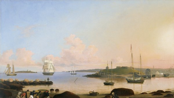 El fuerte y la isla Ten Pound, Gloucester, Massachusetts. Fitz Henry Lane